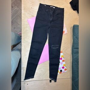 Levi's Black Skinny Jeans with Distressed Detail